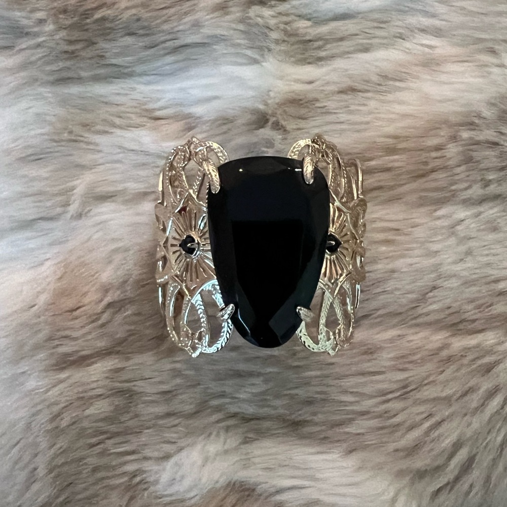 Kendra Scott Cambrie Black Gold Cuff Bracelet Vintage